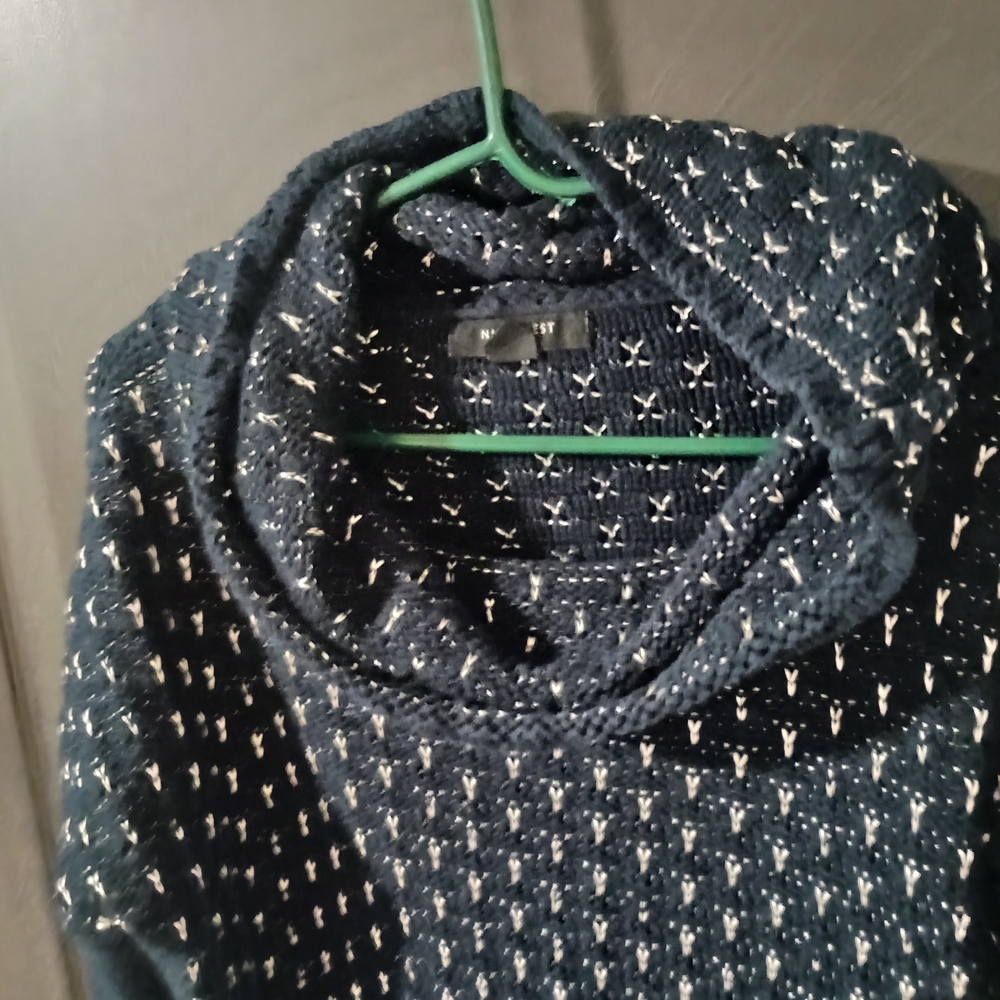 Nine West Navy and White Cowl Neck Sweater